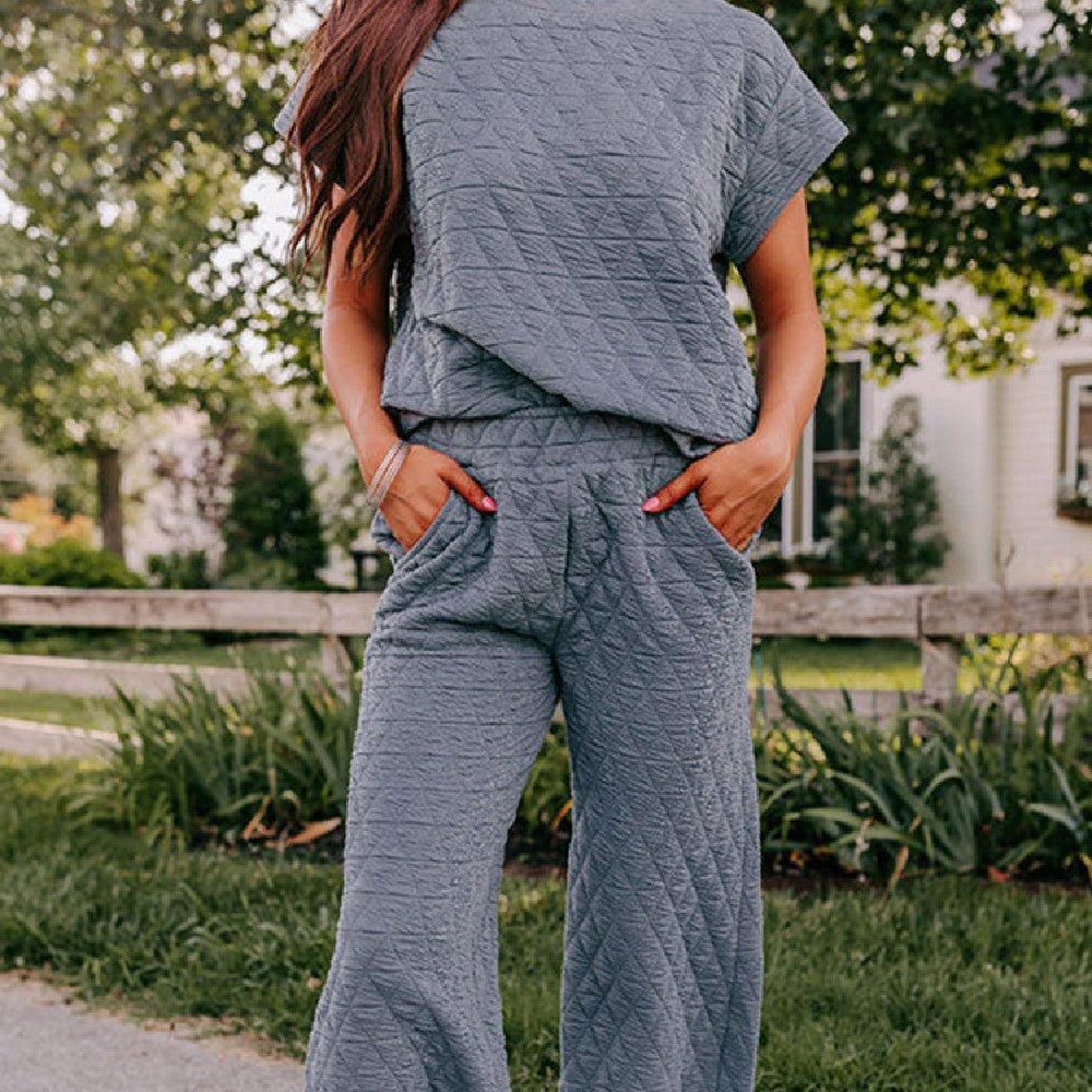 Short - sleeved Wide - leg Pants Casual Suit - LADYLINE X