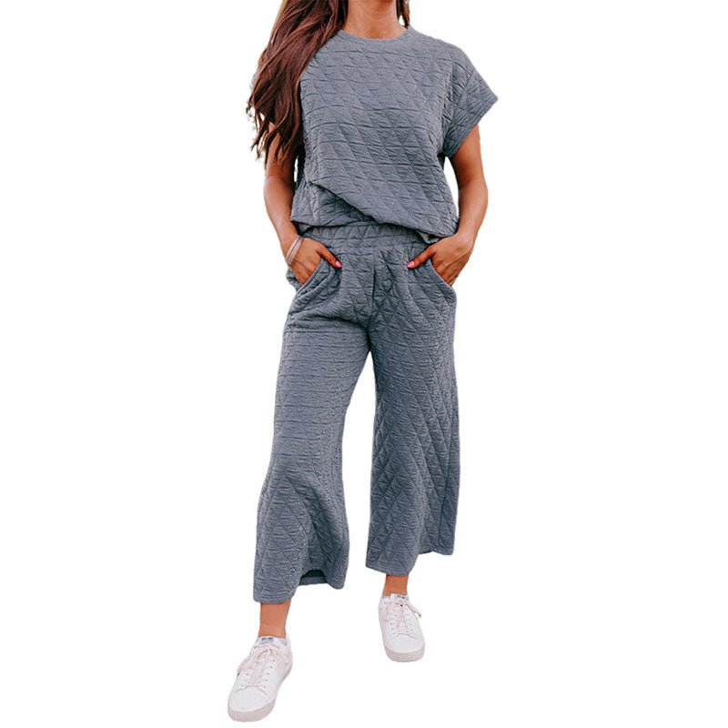 Short - sleeved Wide - leg Pants Casual Suit - LADYLINE X