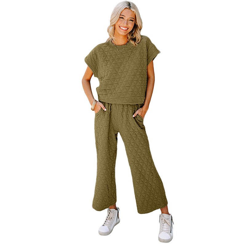 Short - sleeved Wide - leg Pants Casual Suit - LADYLINE X