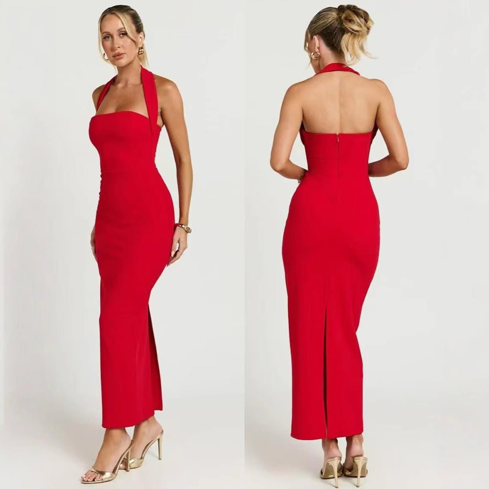 Shoulder - baring Elegant Slit Sheath Dress - LADYLINE X