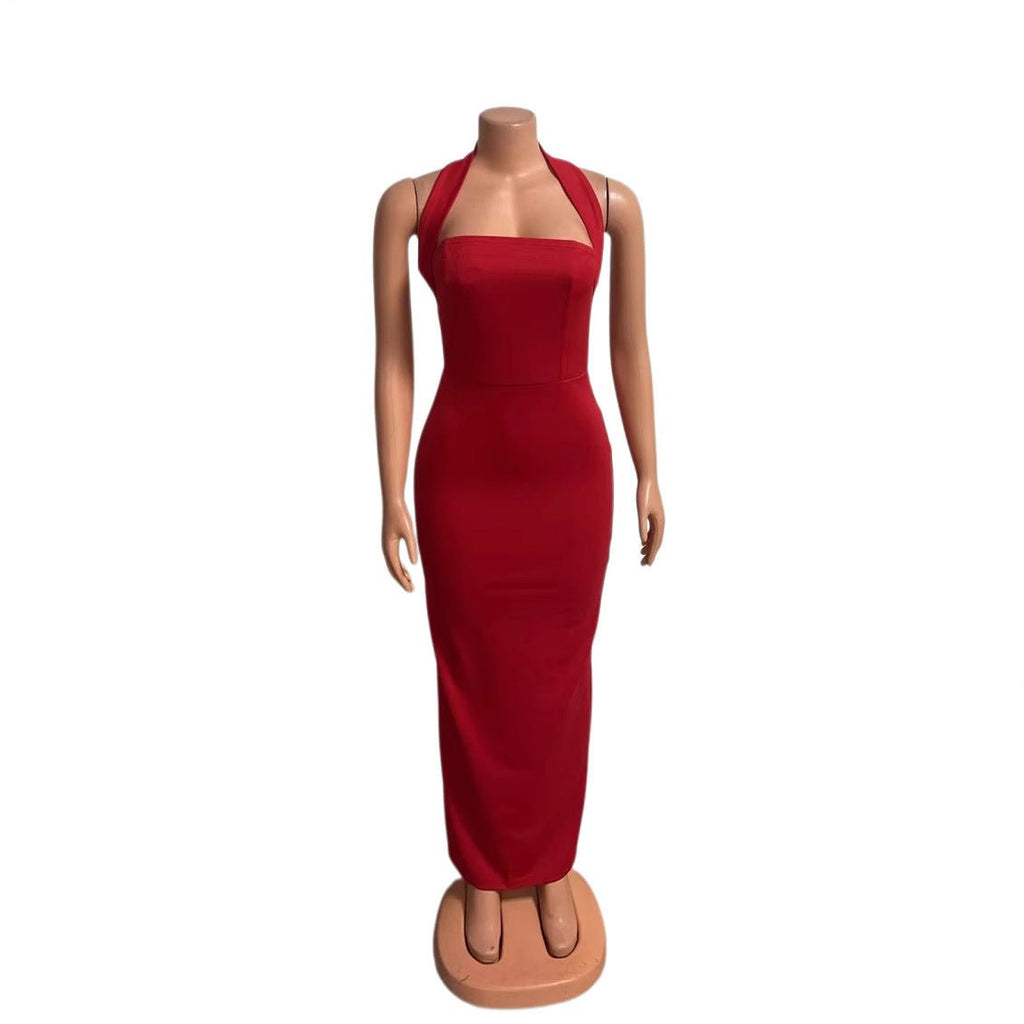 Shoulder - baring Elegant Slit Sheath Dress - LADYLINE X