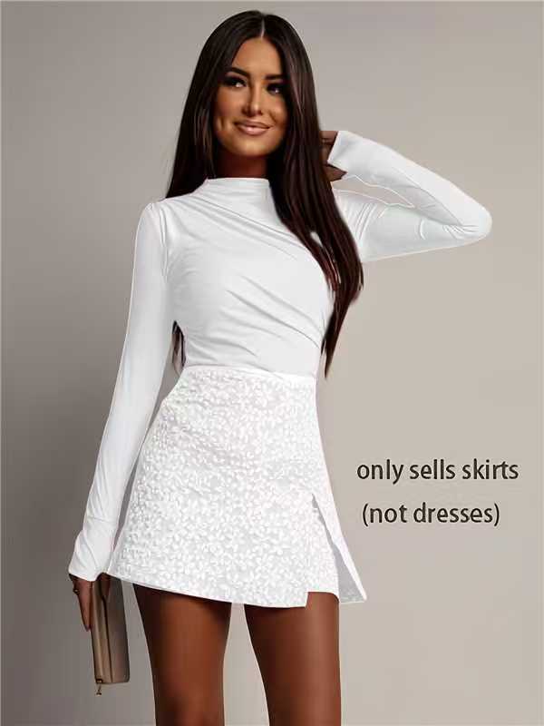 Side - slit Designer - style High - waist A - line Skirt - LADYLINE X