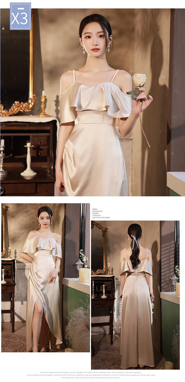 Simple And Light Luxury Satin Sisters Group Party Formal Dress - LADYLINE X
