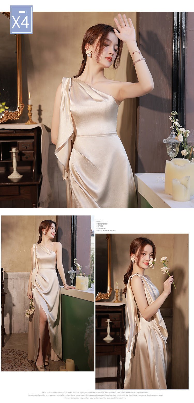 Simple And Light Luxury Satin Sisters Group Party Formal Dress - LADYLINE X