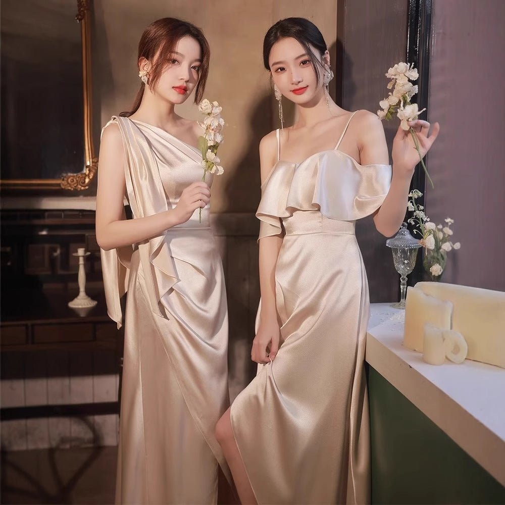Simple And Light Luxury Satin Sisters Group Party Formal Dress - LADYLINE X