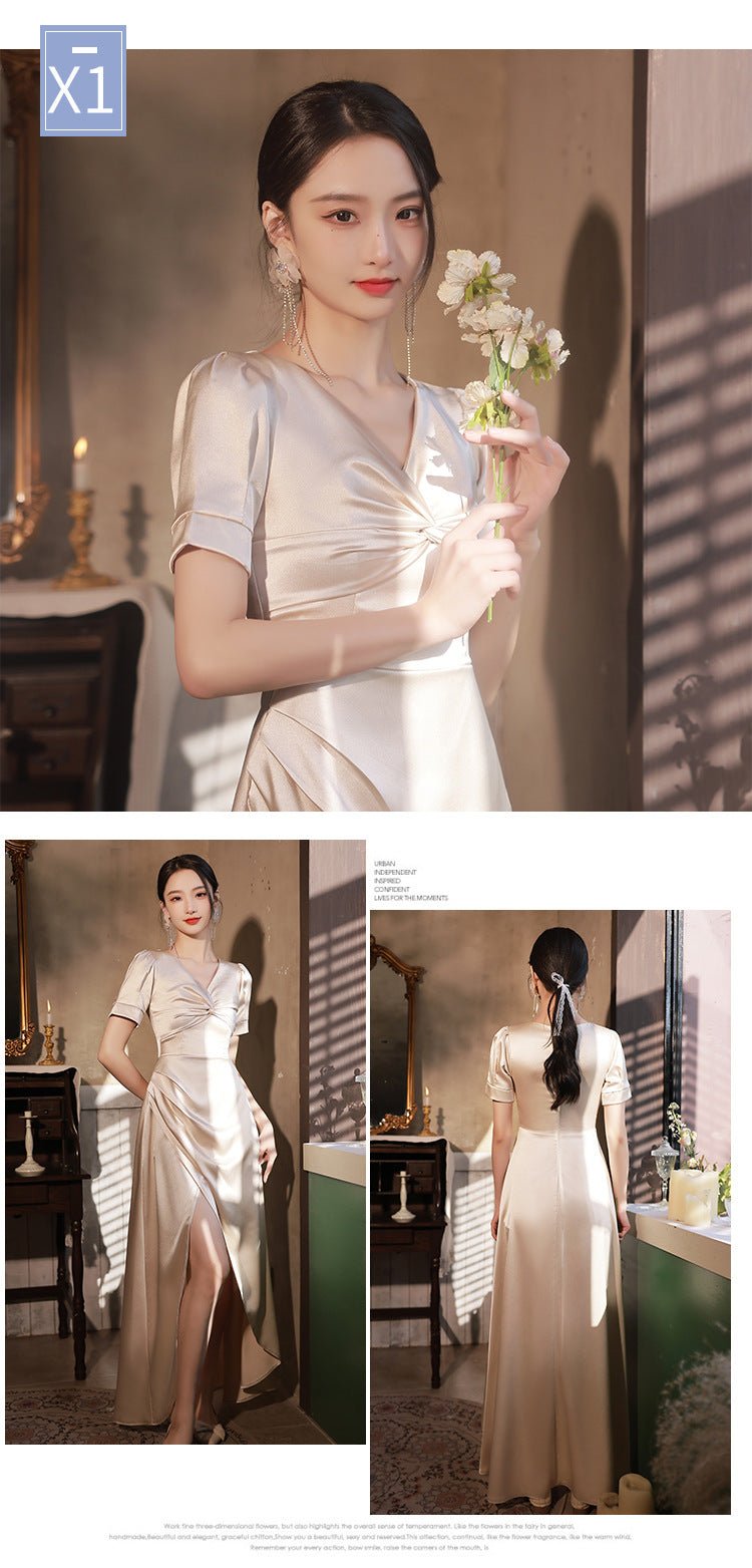 Simple And Light Luxury Satin Sisters Group Party Formal Dress - LADYLINE X