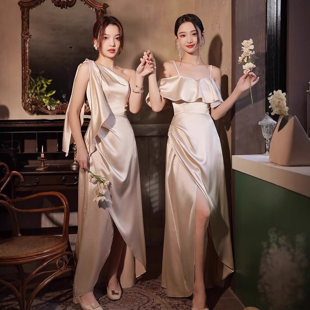 Simple And Light Luxury Satin Sisters Group Party Formal Dress - LADYLINE X