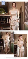 Simple And Light Luxury Satin Sisters Group Party Formal Dress - LADYLINE X