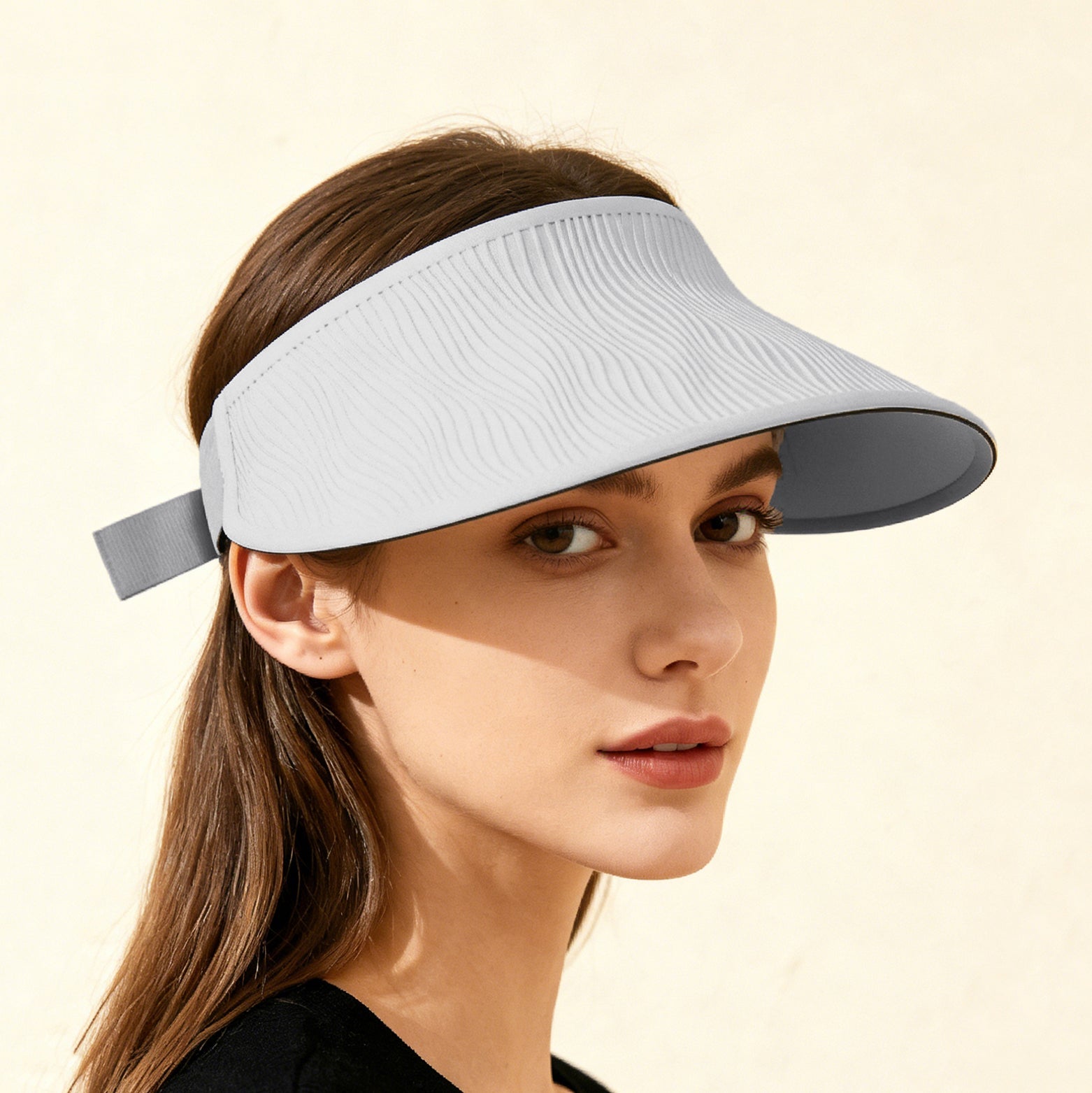 Simple Open - top Wave - pattern Indentation Adjustable Wide - brim Sun Hat For Summer Outdoor Activities, Breathable Open - top Hat - LADYLINE X