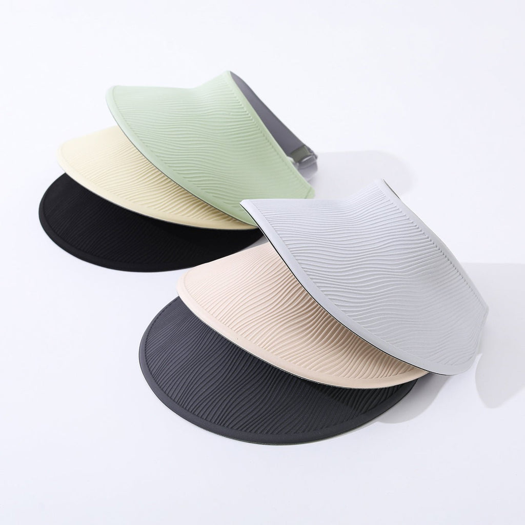 Simple Open - top Wave - pattern Indentation Adjustable Wide - brim Sun Hat For Summer Outdoor Activities, Breathable Open - top Hat - LADYLINE X