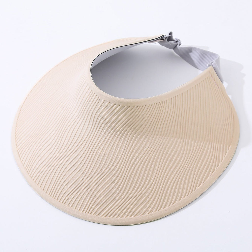 Simple Open - top Wave - pattern Indentation Adjustable Wide - brim Sun Hat For Summer Outdoor Activities, Breathable Open - top Hat - LADYLINE X