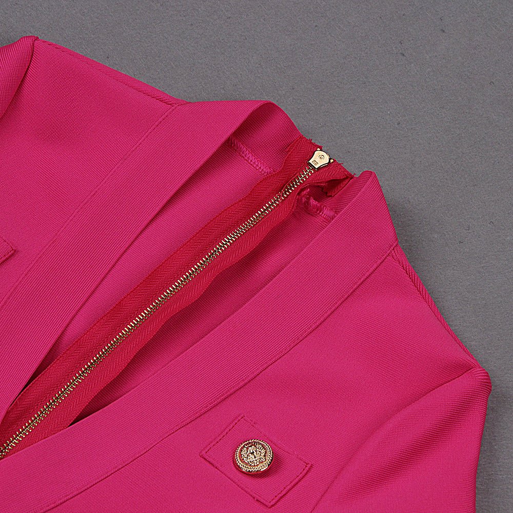 Single - breasted Long - sleeved Slim Ladies Temperament Dress - LADYLINE X