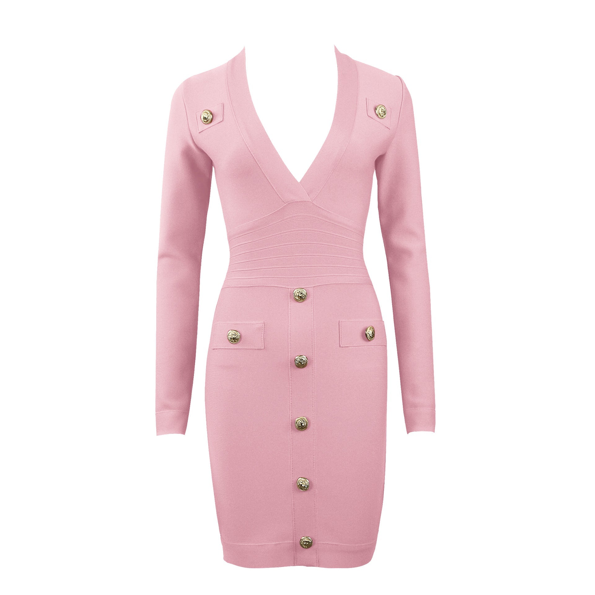 Single - breasted Long - sleeved Slim Ladies Temperament Dress - LADYLINE X