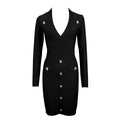 Single - breasted Long - sleeved Slim Ladies Temperament Dress - LADYLINE X