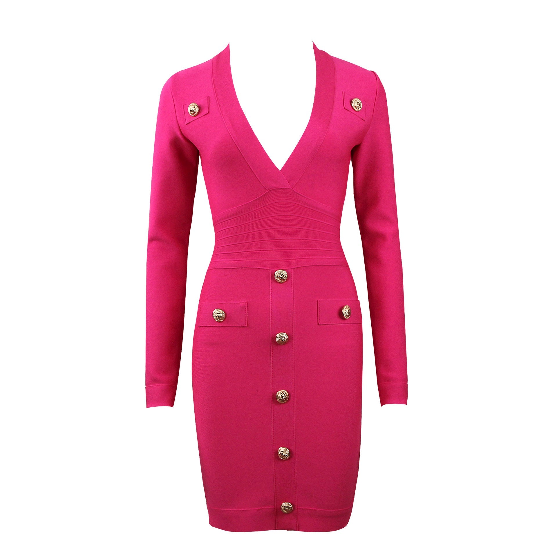 Single - breasted Long - sleeved Slim Ladies Temperament Dress - LADYLINE X