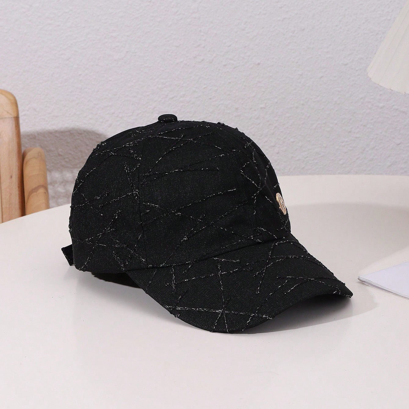 Single - color Shiny Silk Texture Rhinestone R - style Japanese - Korean Fashion Mesh Cap With Breathability, Suitable For Daily Outings And Photography. - LADYLINE X