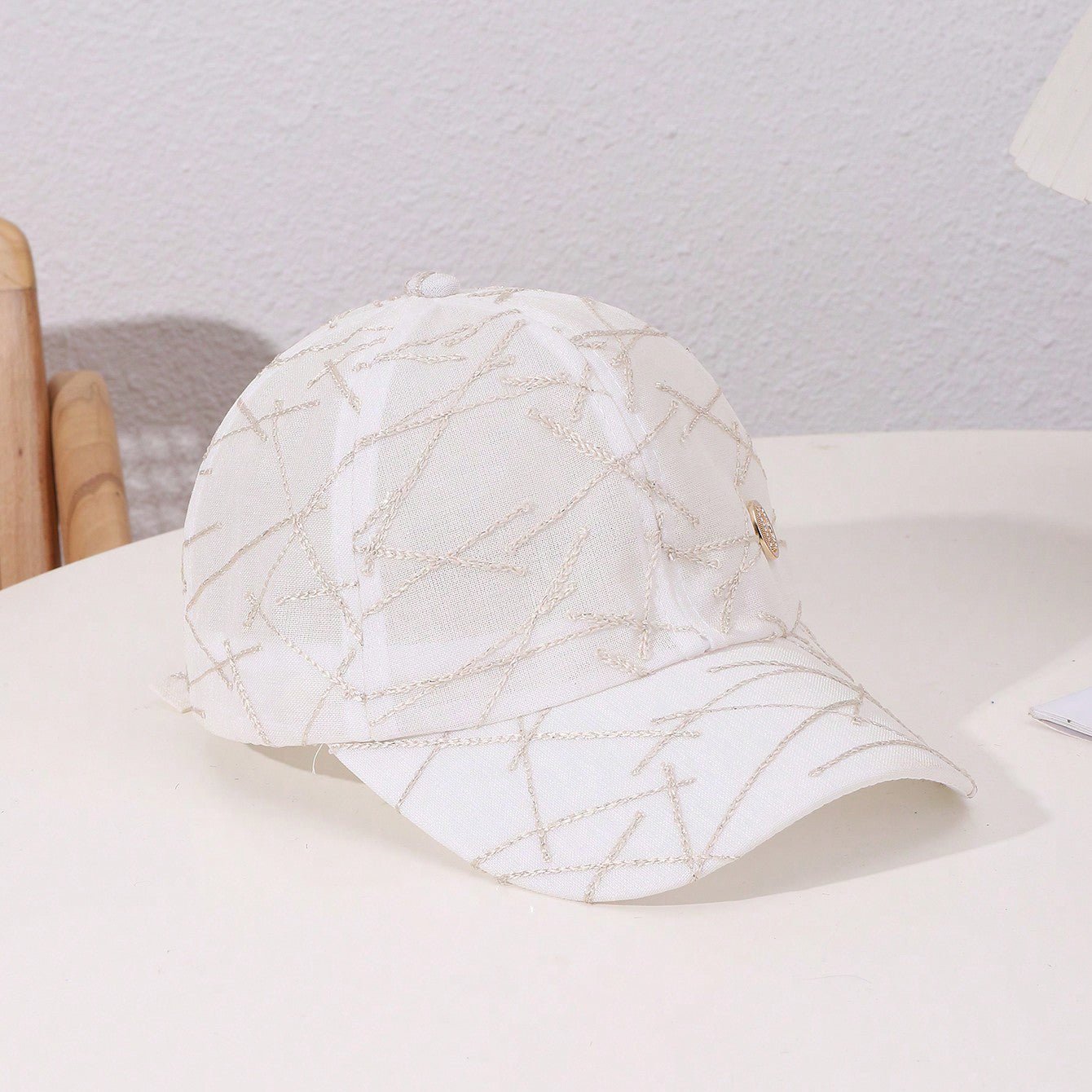 Single - color Shiny Silk Texture Rhinestone R - style Japanese - Korean Fashion Mesh Cap With Breathability, Suitable For Daily Outings And Photography. - LADYLINE X