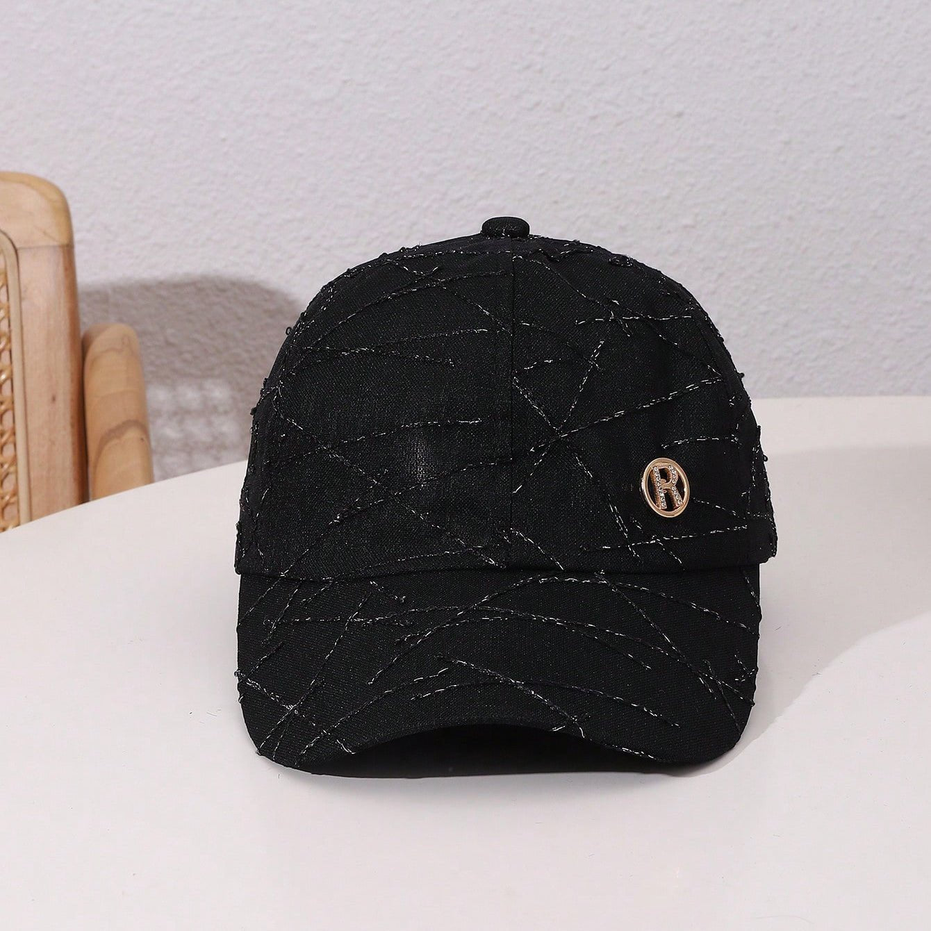 Single - color Shiny Silk Texture Rhinestone R - style Japanese - Korean Fashion Mesh Cap With Breathability, Suitable For Daily Outings And Photography. - LADYLINE X