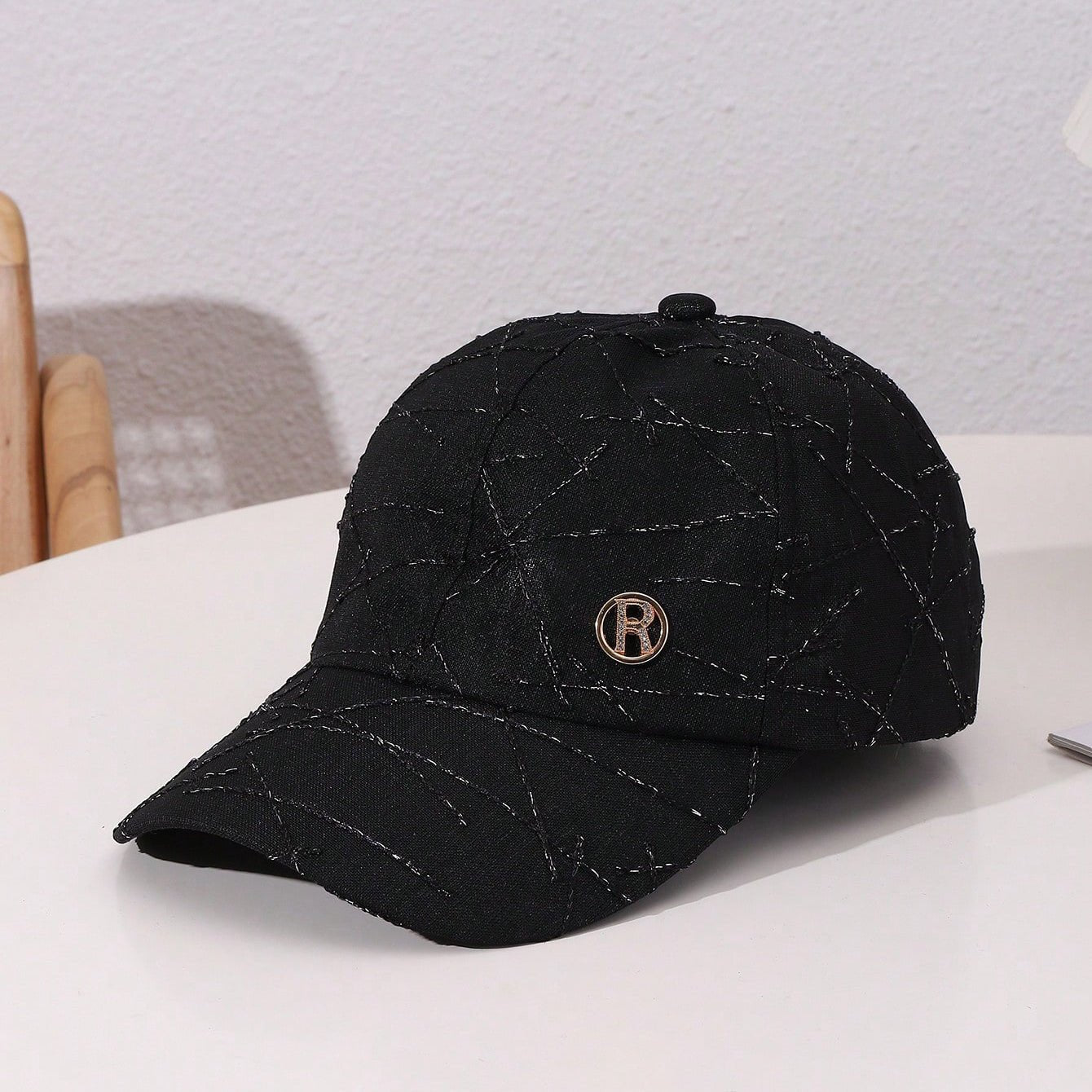 Single - color Shiny Silk Texture Rhinestone R - style Japanese - Korean Fashion Mesh Cap With Breathability, Suitable For Daily Outings And Photography. - LADYLINE X