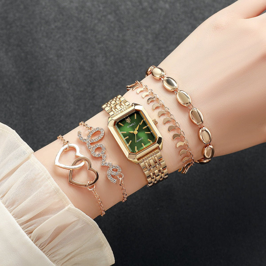 Sleek, Versatile Square Womens Watch Heart - shaped Bracelet - LADYLINE X