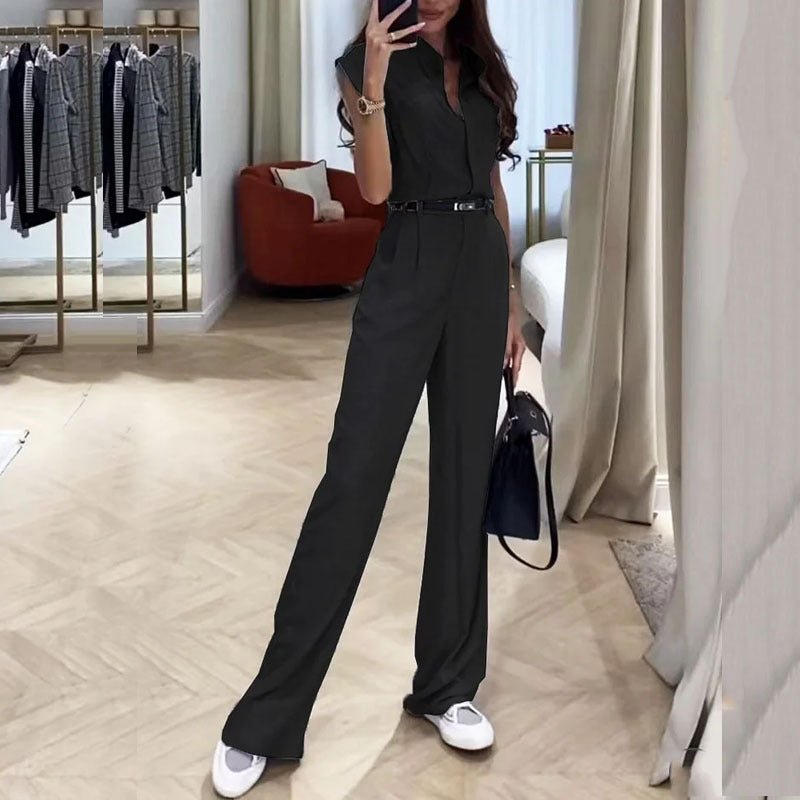 Sleeveless Lapel Blouse And Pants - LADYLINE X