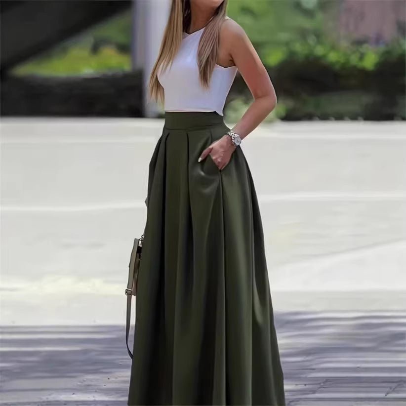 Solid - color High - waisted Womens Sexy Midi Skirt - LADYLINE X