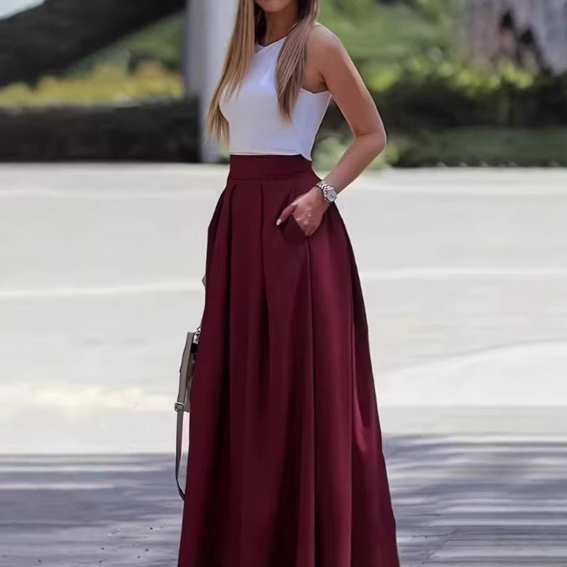 Solid - color High - waisted Womens Sexy Midi Skirt - LADYLINE X