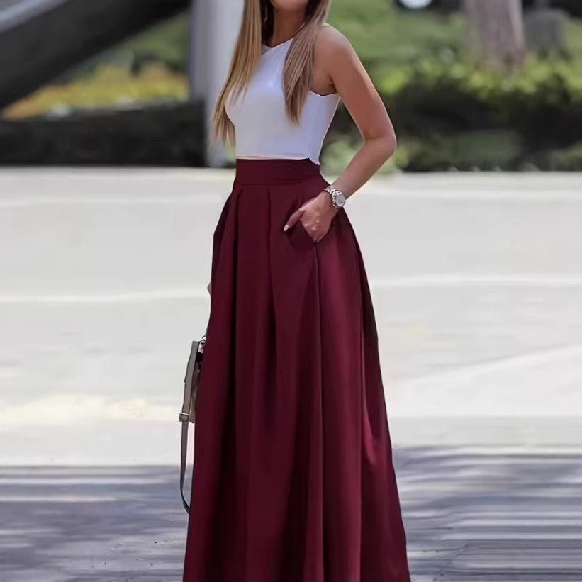 Solid - color High - waisted Womens Sexy Midi Skirt - LADYLINE X