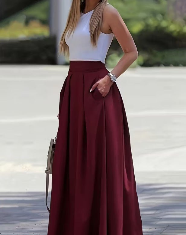 Solid - color High - waisted Womens Sexy Midi Skirt - LADYLINE X