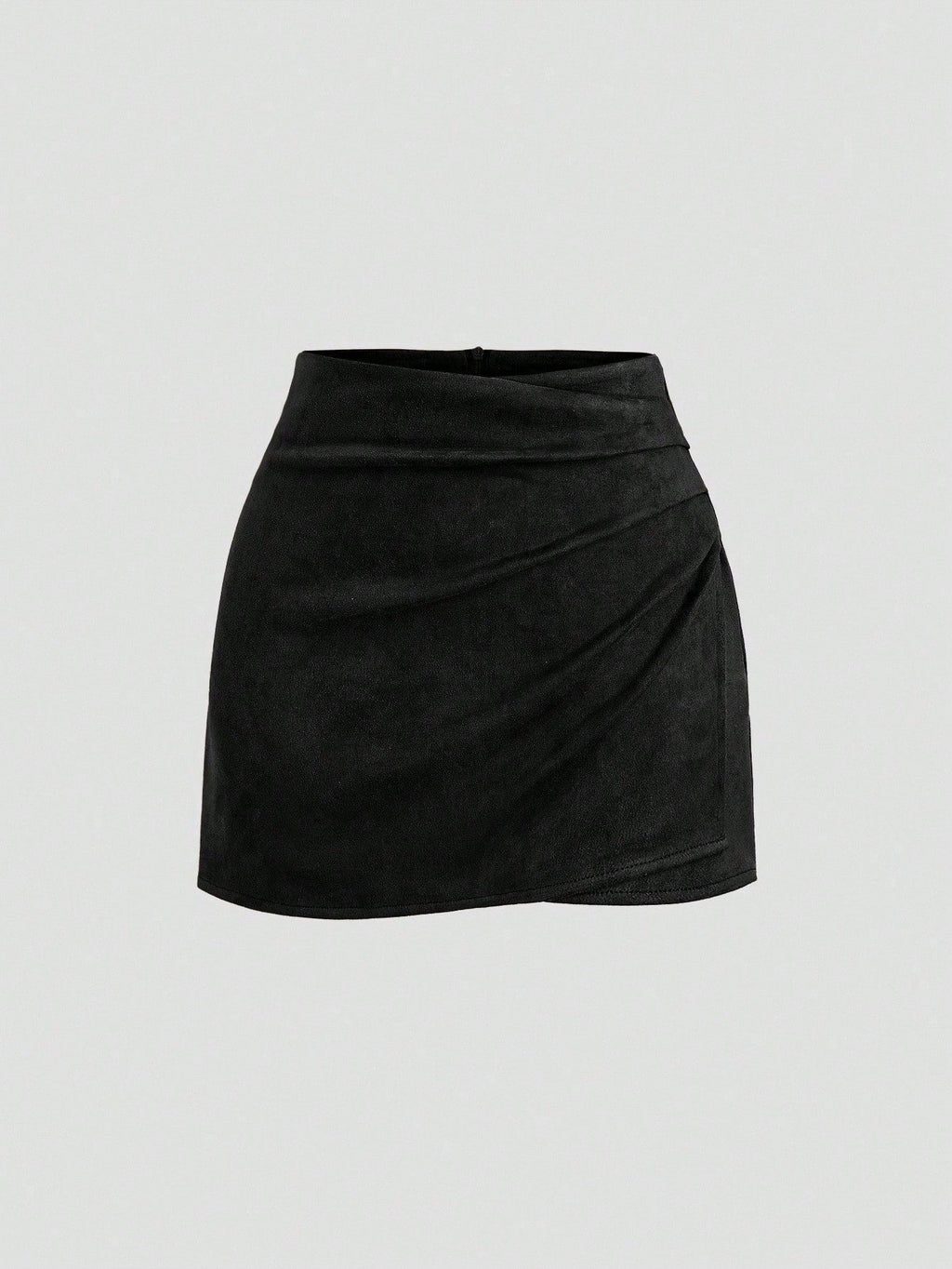 Solid - color Sheath Skirt With Pleats And An Asymmetrical Zipper For Women - LADYLINE X
