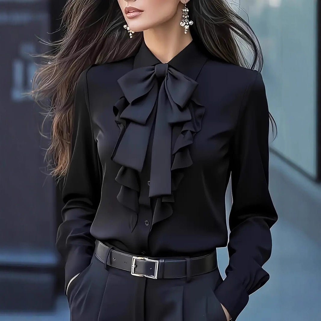 Sophisticated And Elegant Long - sleeve Solid - color Shirt - LADYLINE X