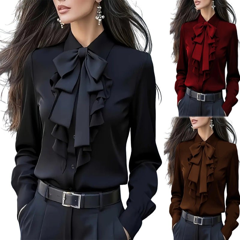 Sophisticated And Elegant Long - sleeve Solid - color Shirt - LADYLINE X