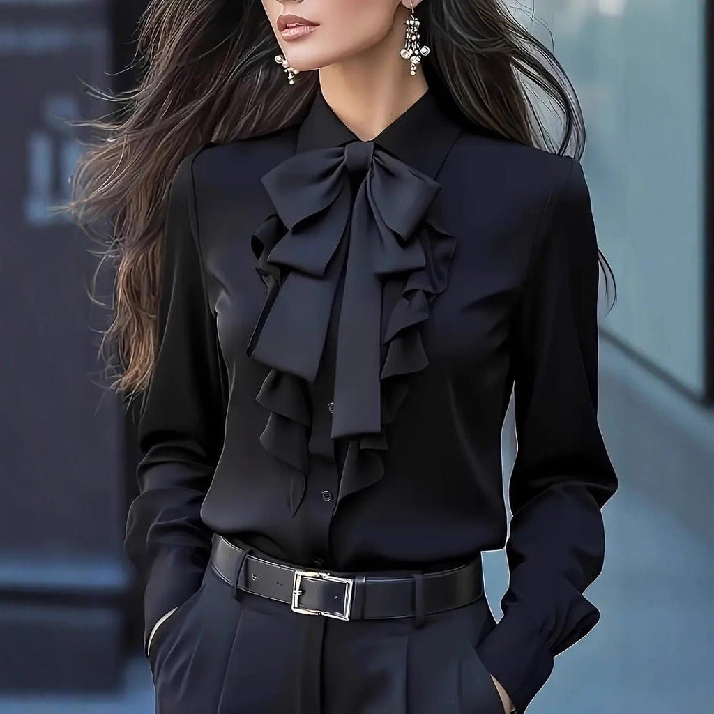 Sophisticated And Elegant Long - sleeve Solid - color Shirt - LADYLINE X