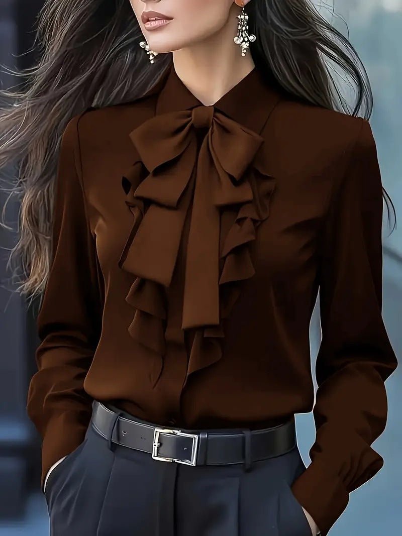 Sophisticated And Elegant Long - sleeve Solid - color Shirt - LADYLINE X
