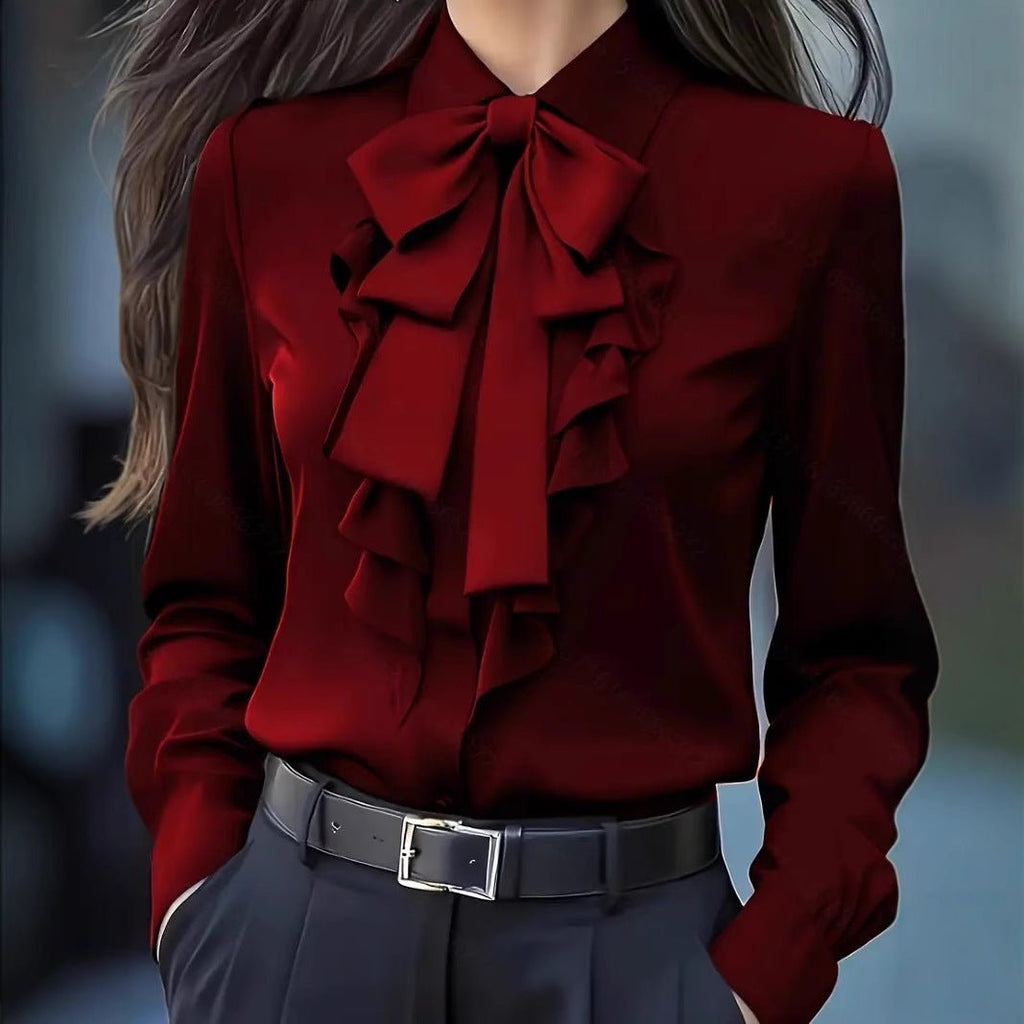 Sophisticated And Elegant Long - sleeve Solid - color Shirt - LADYLINE X