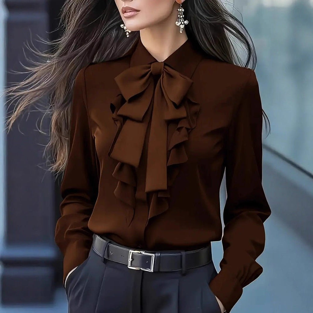 Sophisticated And Elegant Long - sleeve Solid - color Shirt - LADYLINE X