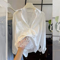 Sophisticated Versatile White Lace - panelled Blouse - LADYLINE X