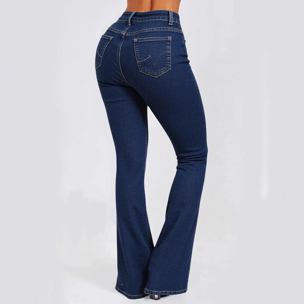 Spring Washed Slightly Flared Straight - leg Pants - LADYLINE X