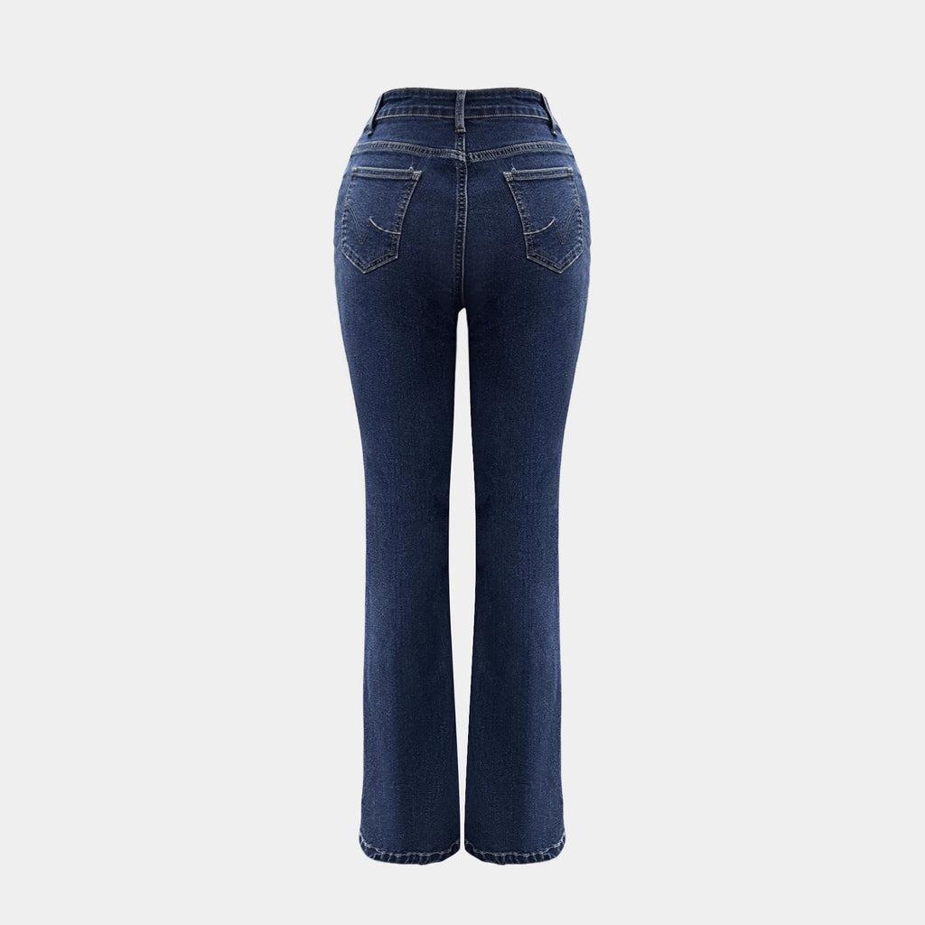 Spring Washed Slightly Flared Straight - leg Pants - LADYLINE X