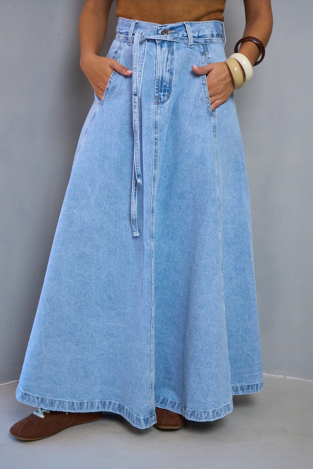 SpringSummer New High Waisted Slimming Casual Denim Midi Skirt - LADYLINE X