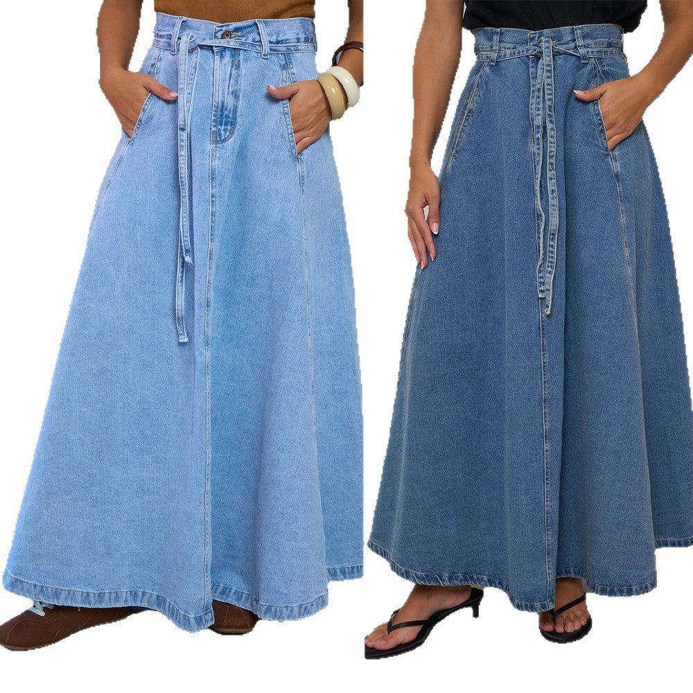 SpringSummer New High Waisted Slimming Casual Denim Midi Skirt - LADYLINE X