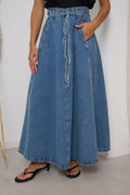 SpringSummer New High Waisted Slimming Casual Denim Midi Skirt - LADYLINE X