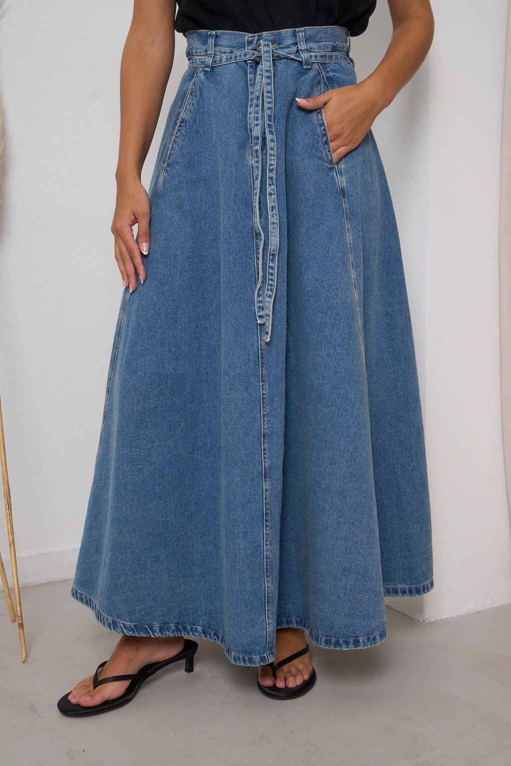 SpringSummer New High Waisted Slimming Casual Denim Midi Skirt - LADYLINE X