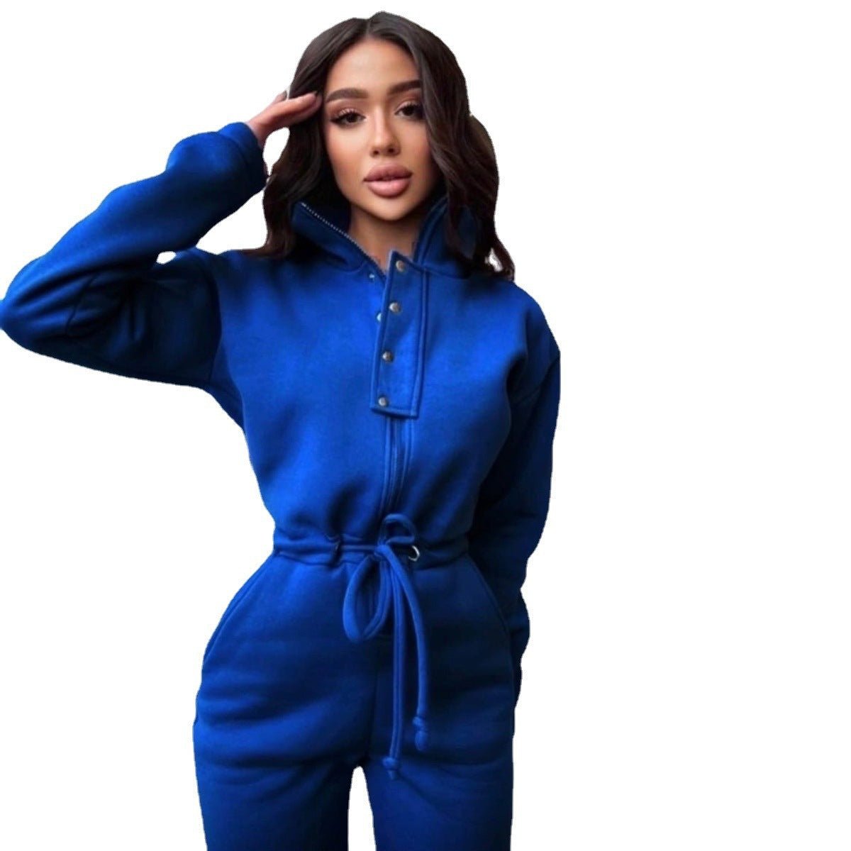 Stand - up Collar Cinched European And American Leisure Jumpsuit - LADYLINE X