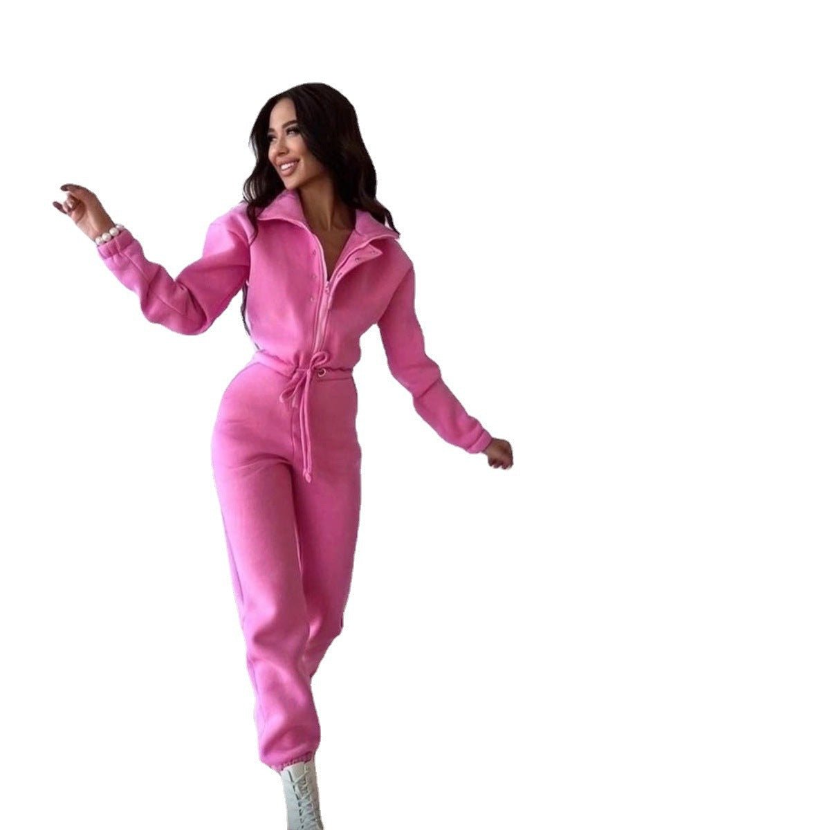 Stand - up Collar Cinched European And American Leisure Jumpsuit - LADYLINE X