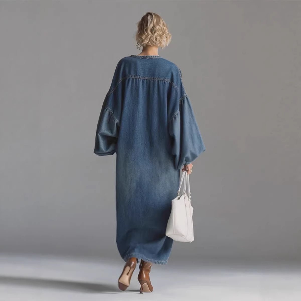 Stand - up Collar Mid - length Denim Skirt For Women Spring Season - LADYLINE X