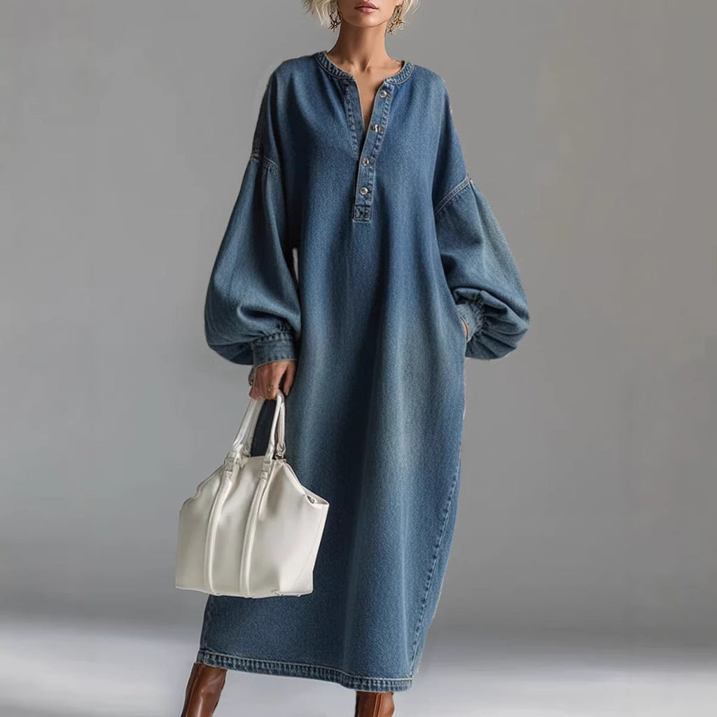 Stand - up Collar Mid - length Denim Skirt For Women Spring Season - LADYLINE X