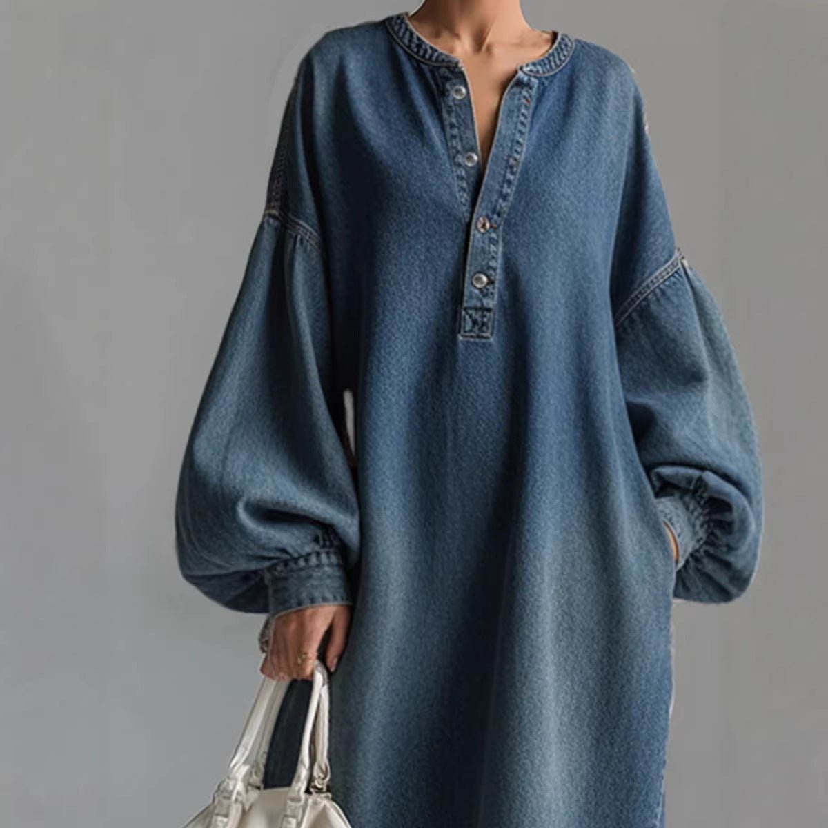 Stand - up Collar Mid - length Denim Skirt For Women Spring Season - LADYLINE X