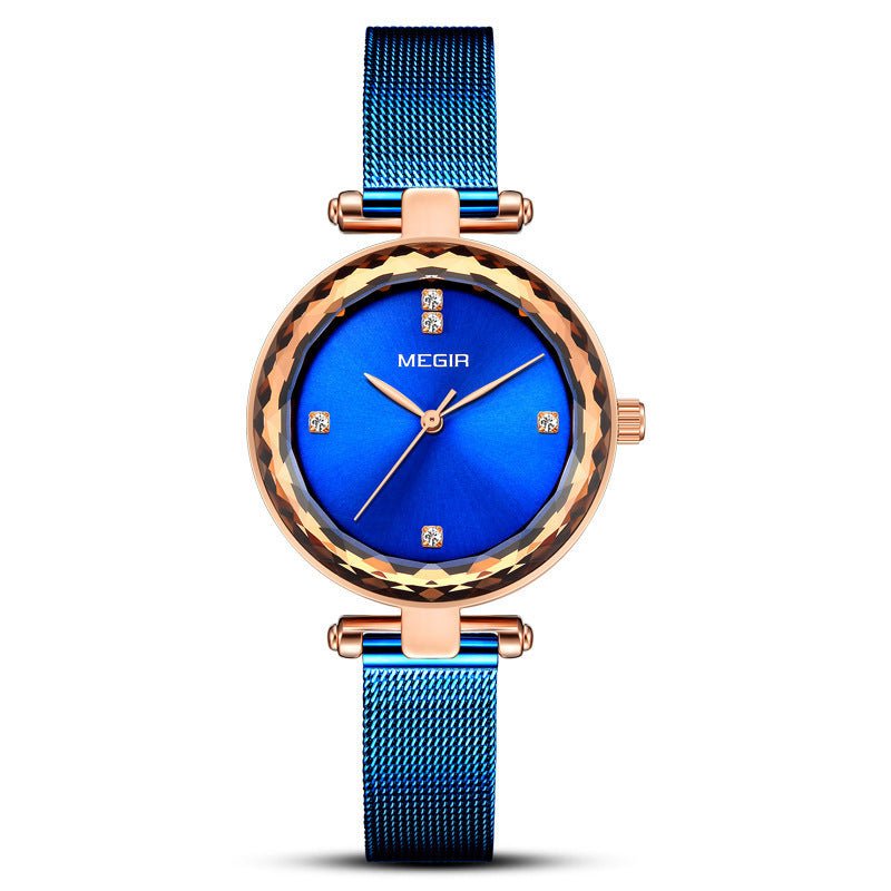 Stylish Cut - mirror Imported Movement Quartz Womens Watch With A Steel Band And Diamond Accents - LADYLINE X