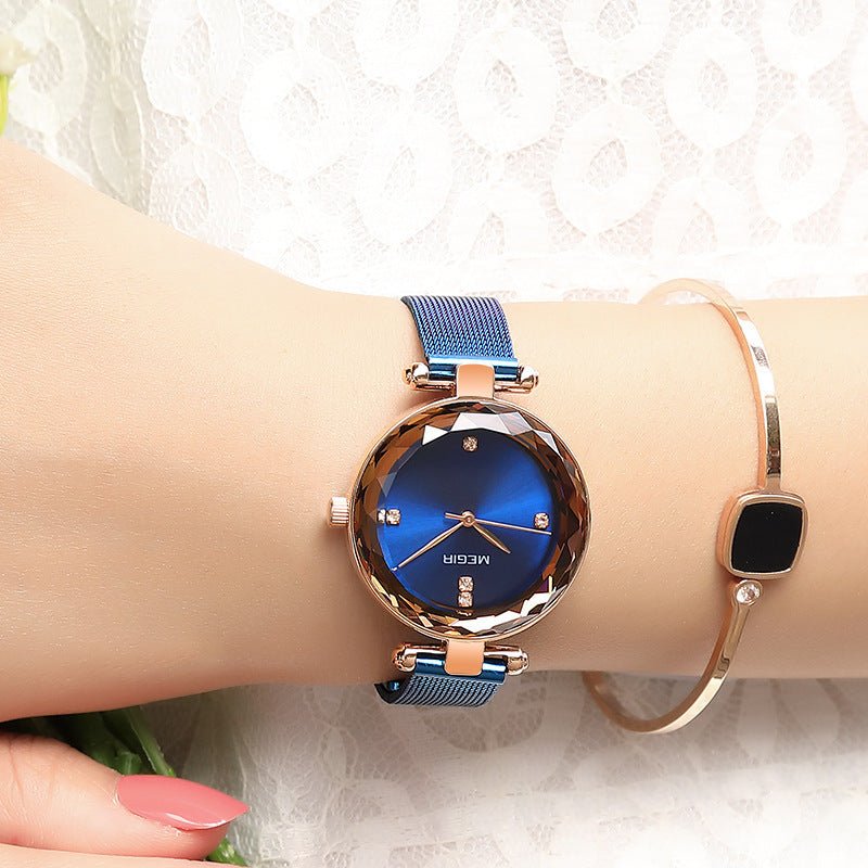 Stylish Cut - mirror Imported Movement Quartz Womens Watch With A Steel Band And Diamond Accents - LADYLINE X